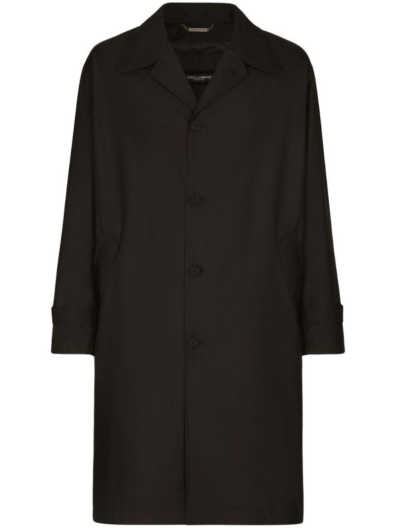 Black Logo Plaque Single-breasted Coat