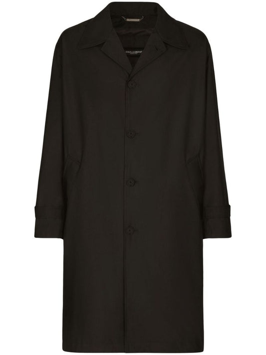 Black Logo Plaque Single-breasted Coat