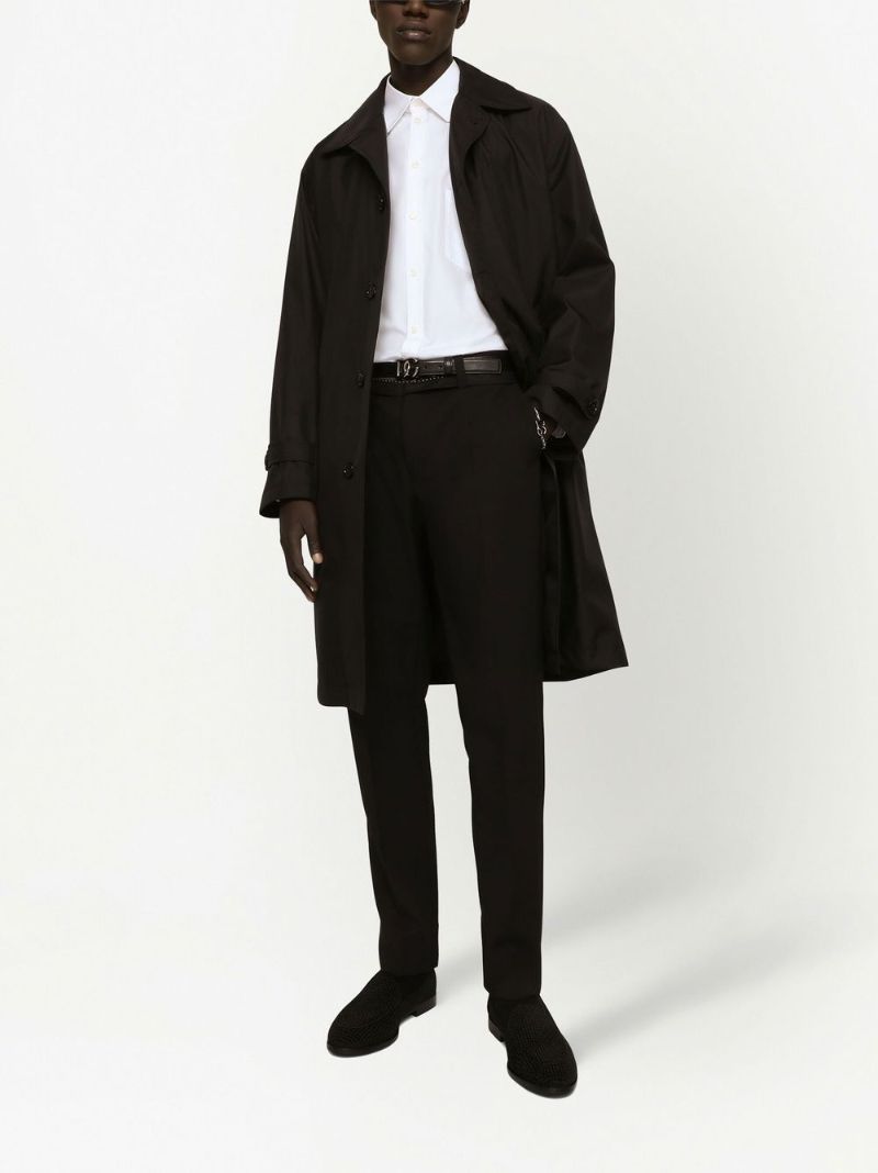 Black Logo Plaque Single-breasted Coat