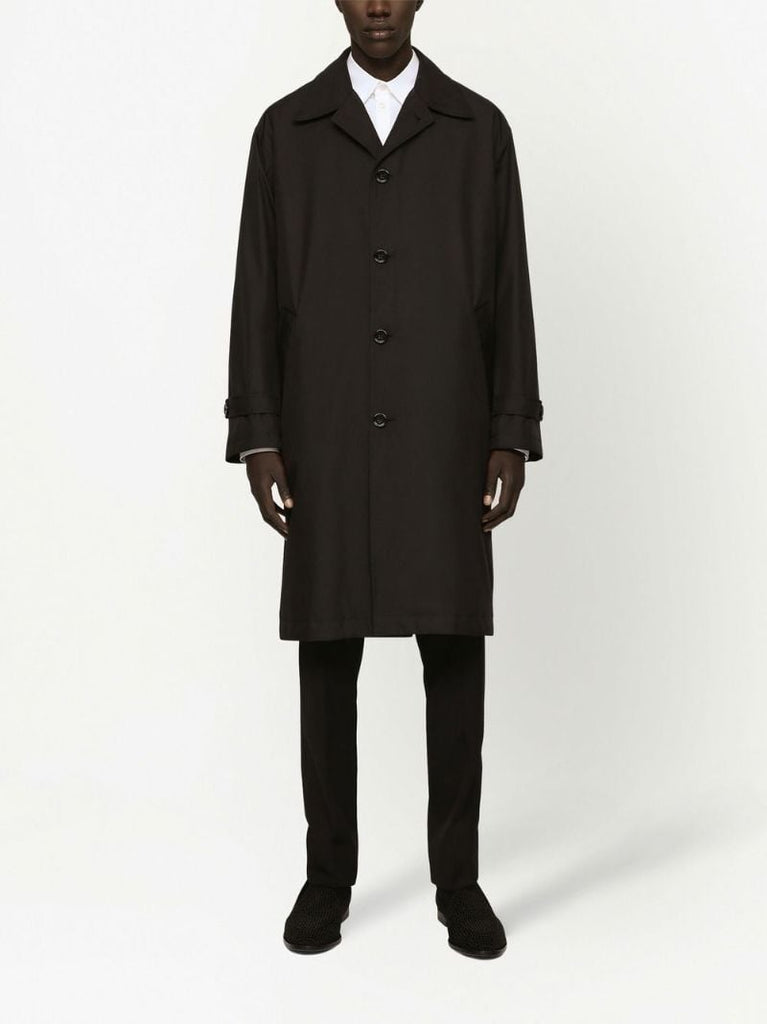 Black Logo Plaque Single-breasted Coat