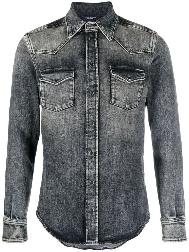 Black Faded Denim Shirt