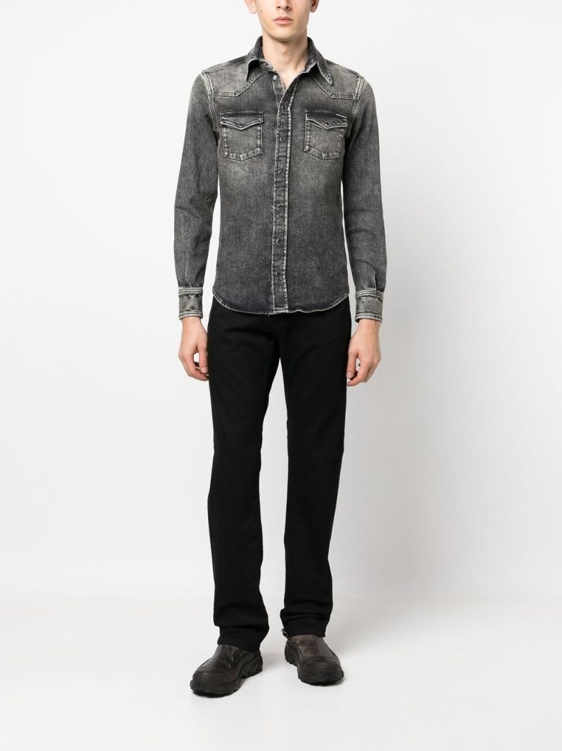 Black Faded Denim Shirt