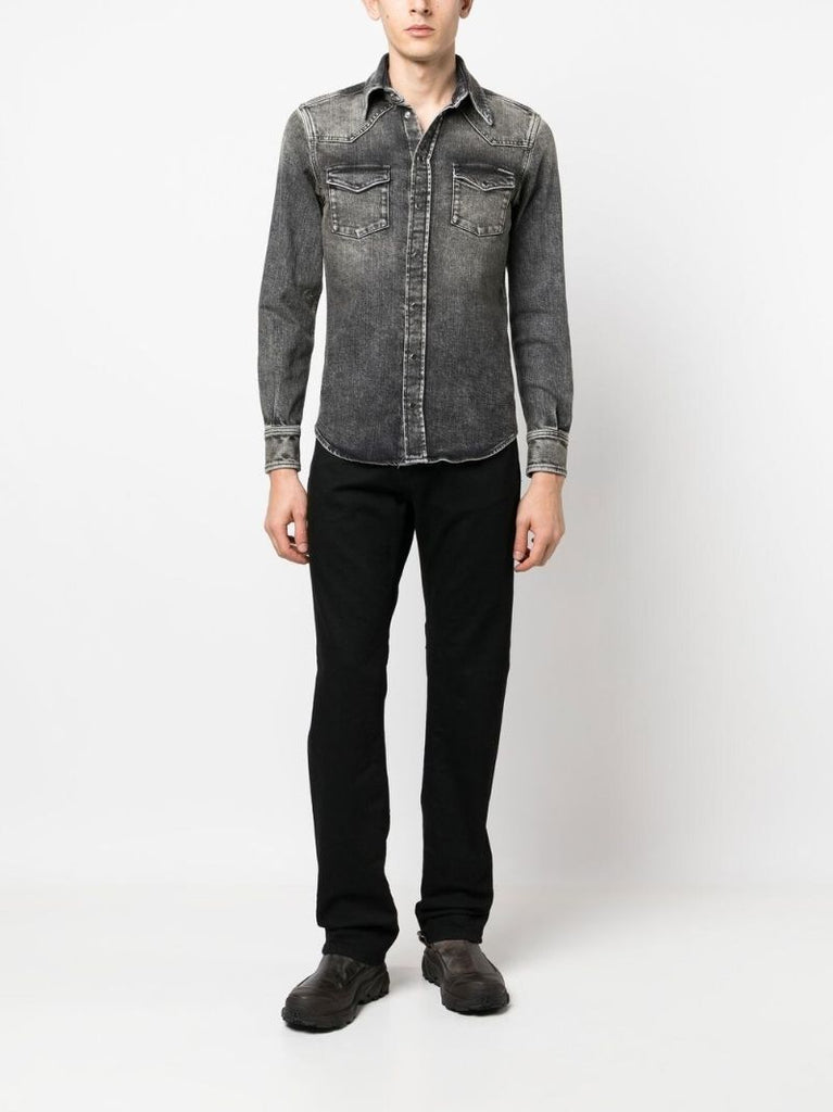 Black Faded Denim Shirt