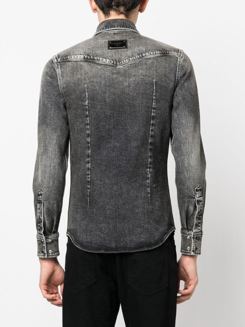 Black Faded Denim Shirt