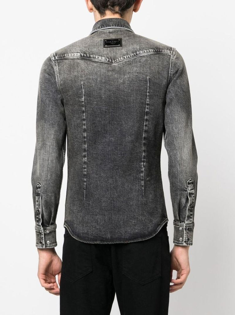 Black Faded Denim Shirt