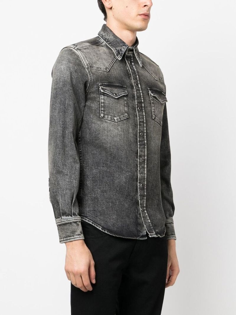 Black Faded Denim Shirt