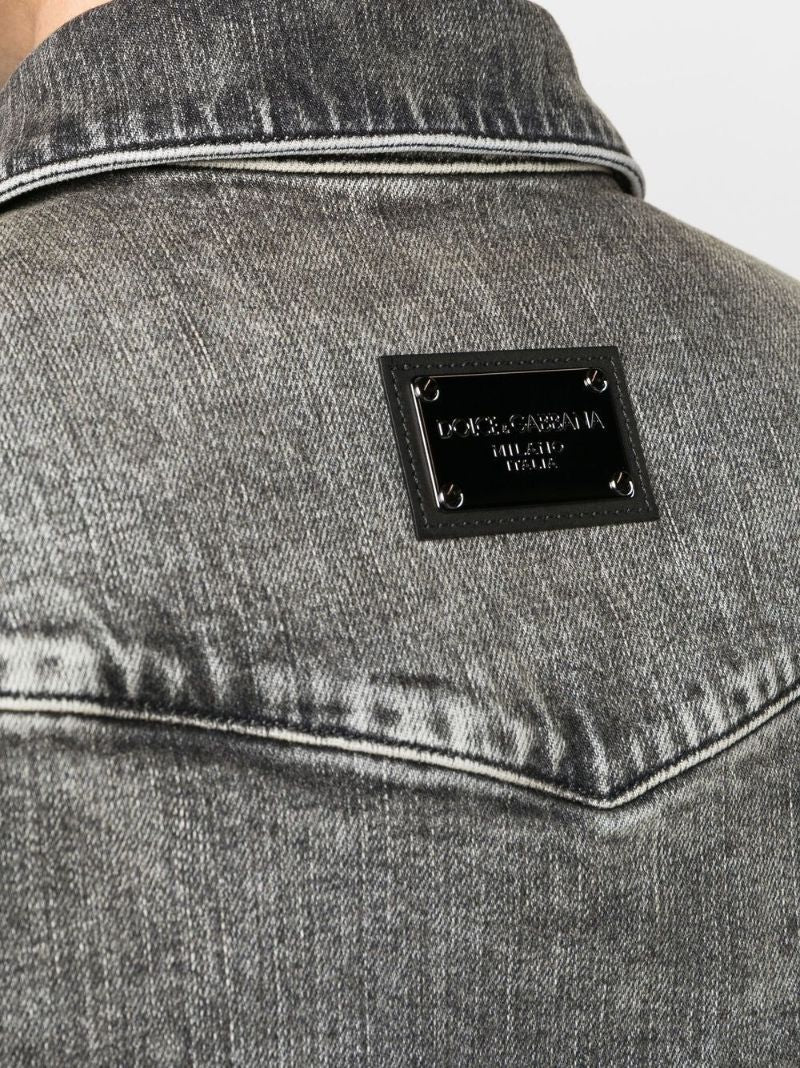 Black Faded Denim Shirt
