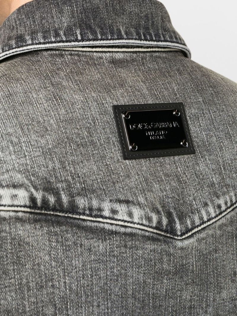 Black Faded Denim Shirt