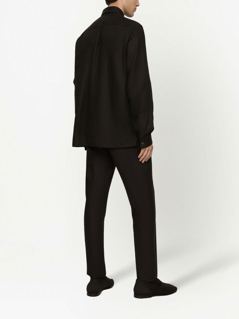 Black Logo Plaque Linen Shirt