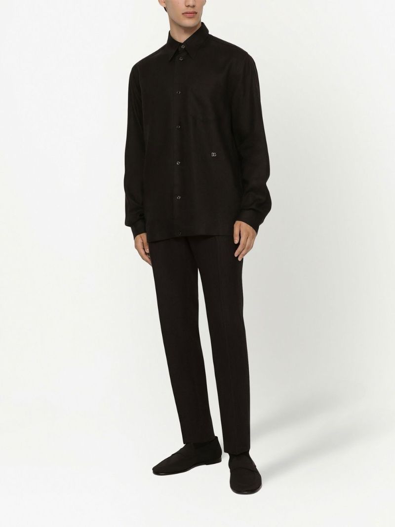 Black Logo Plaque Linen Shirt