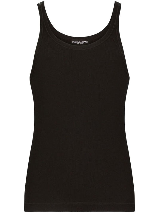 Black Scoop Neck Cotton Tank Top