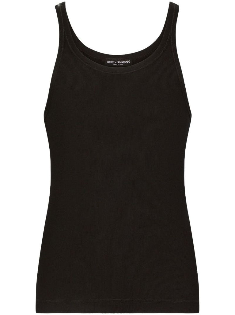 Black Scoop Neck Cotton Tank Top