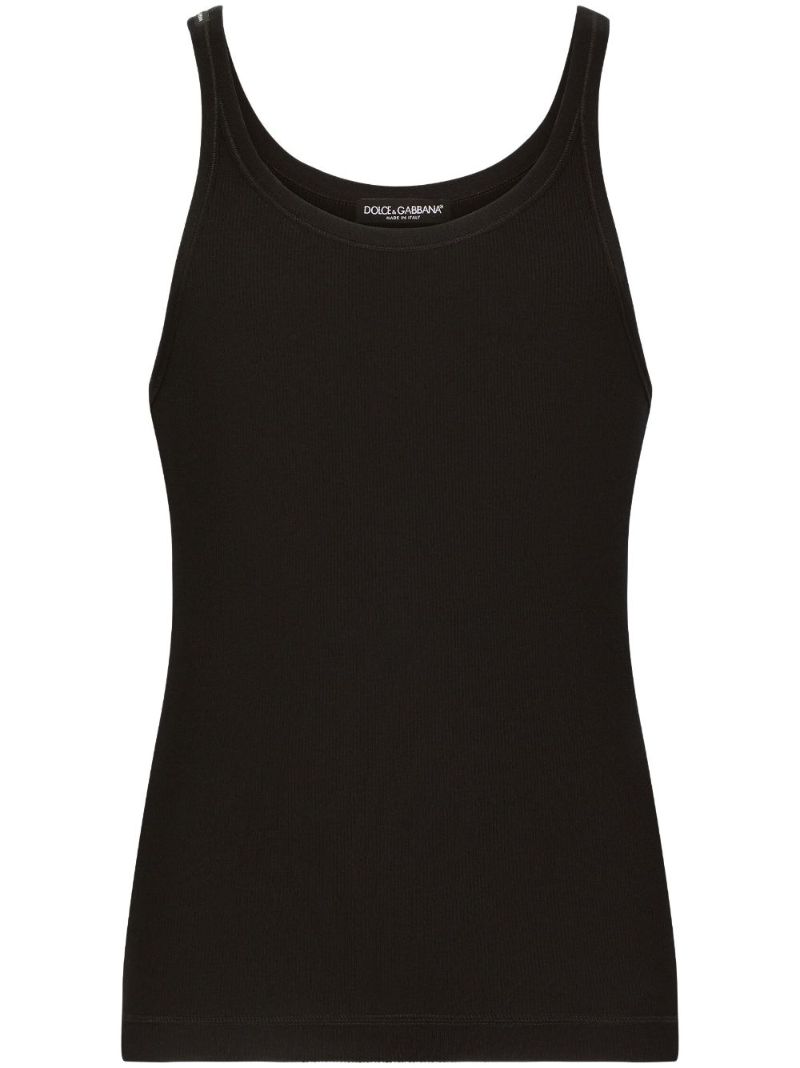 Black Scoop Neck Cotton Tank Top