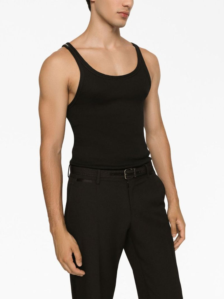 Black Scoop Neck Cotton Tank Top