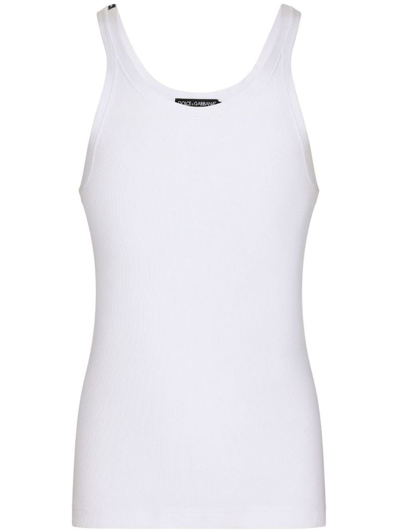 White Cotton Fine Rib Tank Top