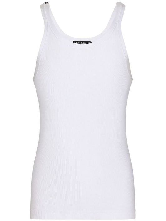White Cotton Fine Rib Tank Top