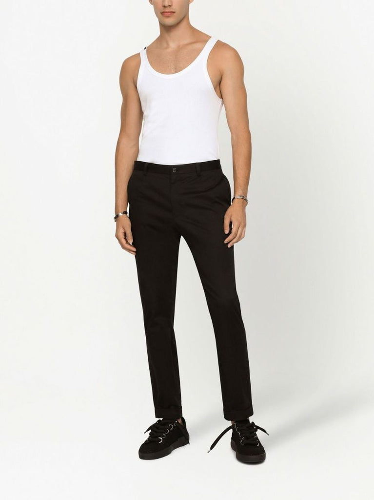 White Cotton Fine Rib Tank Top