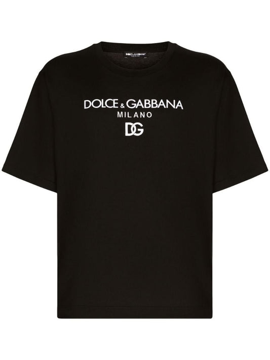 Black Logo Embroidered Cotton T-shirt