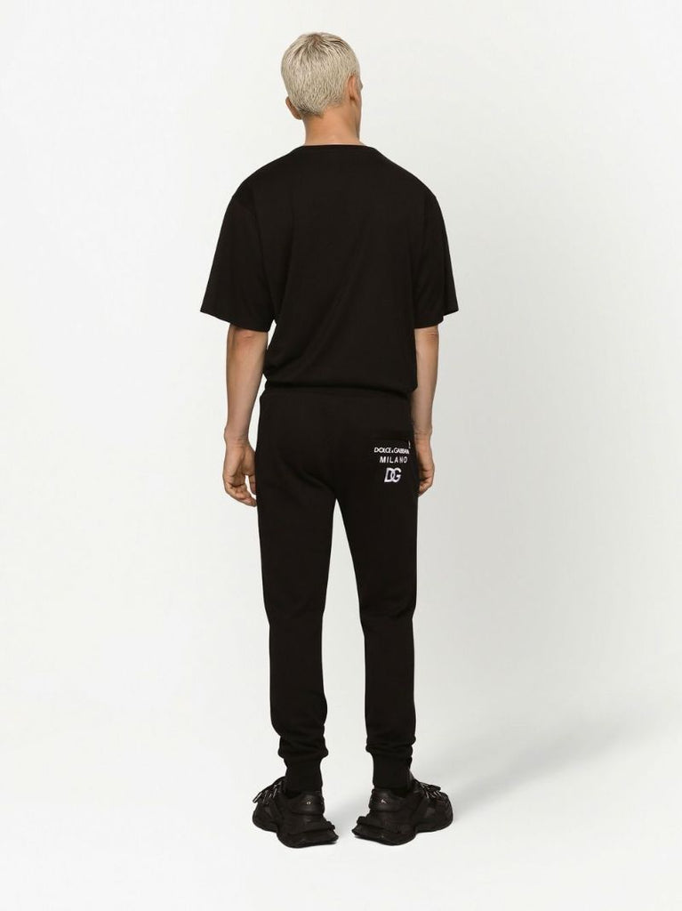 Black Logo Embroidered Cotton T-shirt