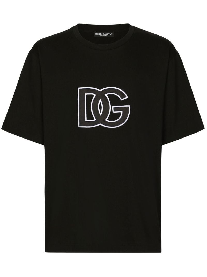 Black Logo Patch Cotton T-shirt