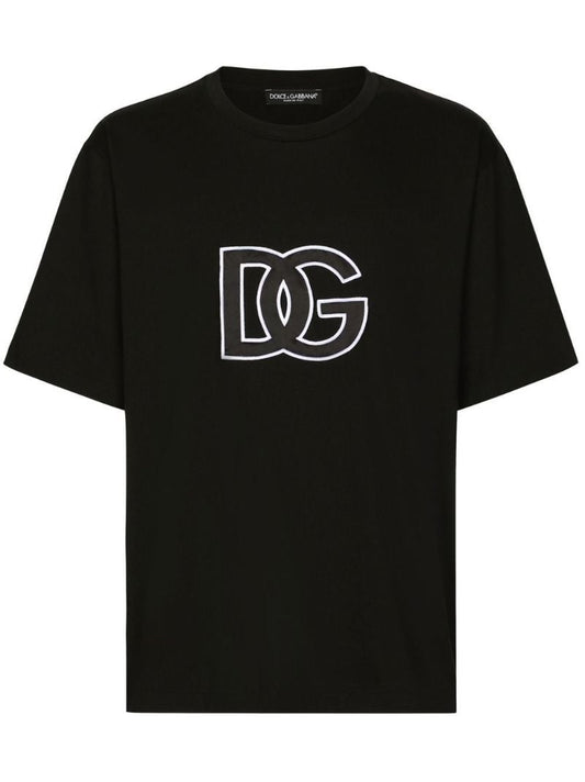 Black Logo Patch Cotton T-shirt