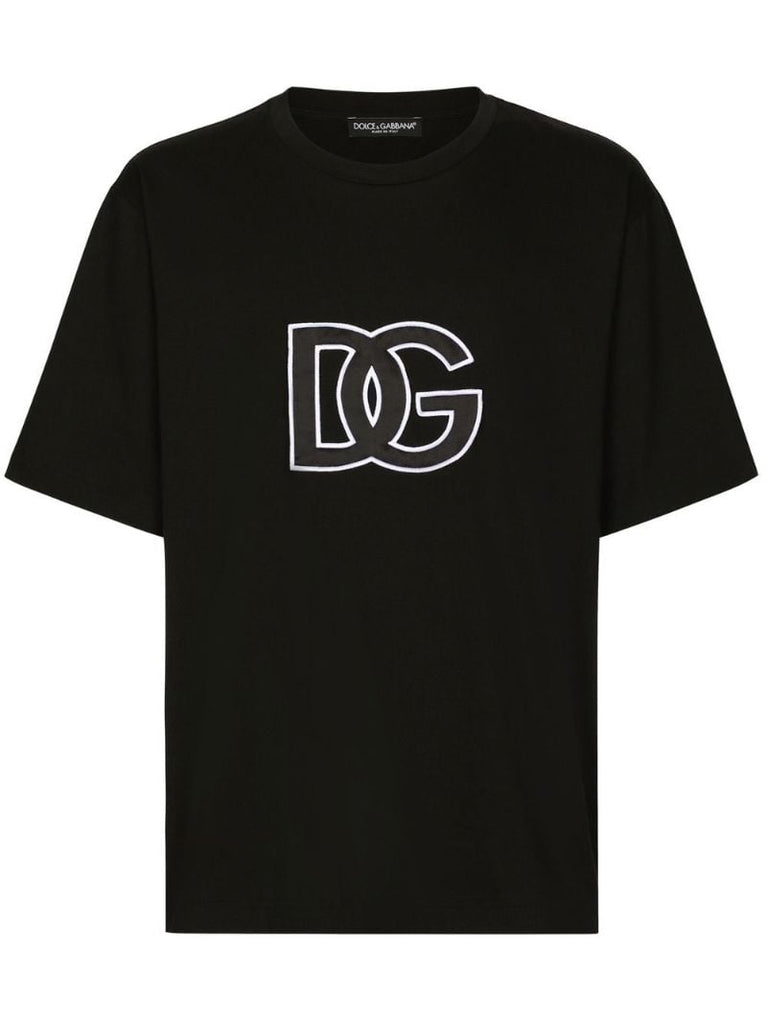 Black Logo Patch Cotton T-shirt