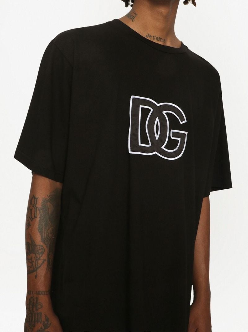 Black Logo Patch Cotton T-shirt