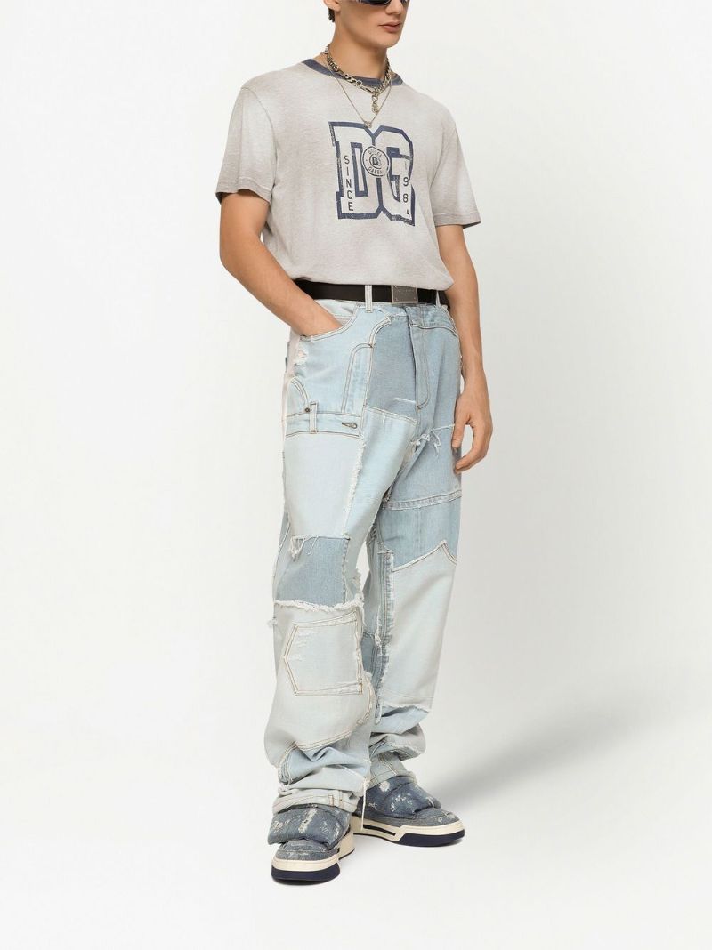 Grey Logo Print Cotton T-shirt