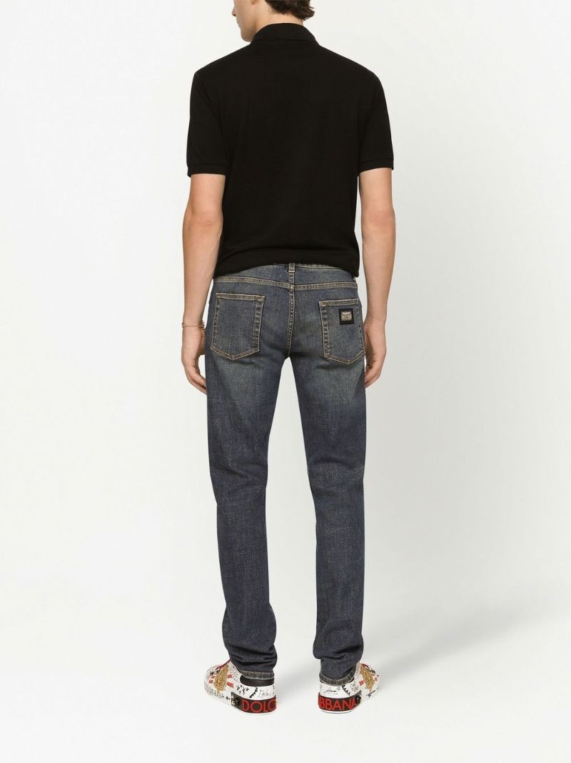 Black Logo Plaque Cotton Polo Shirt