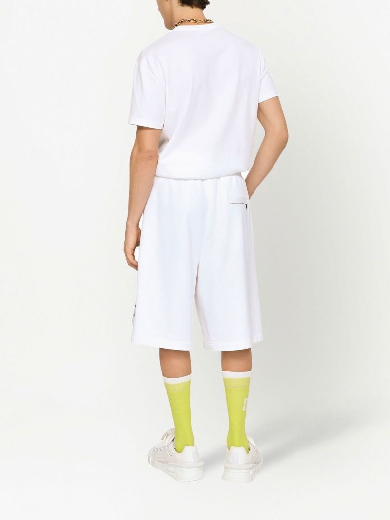 White Logo Embroidered Cotton T-shirt