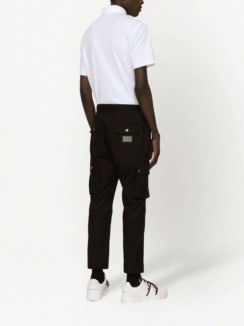 White Logo Plaque Cotton Polo Shirt