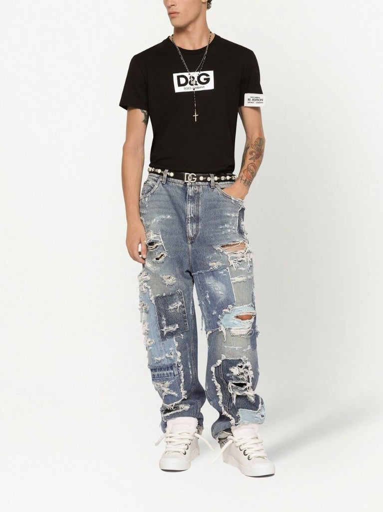 Black Logo Print Cotton T-shirt