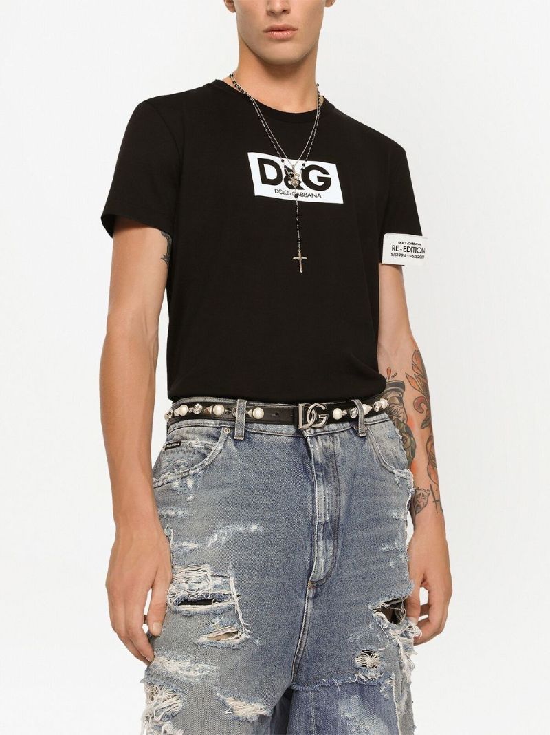 Black Logo Print Cotton T-shirt