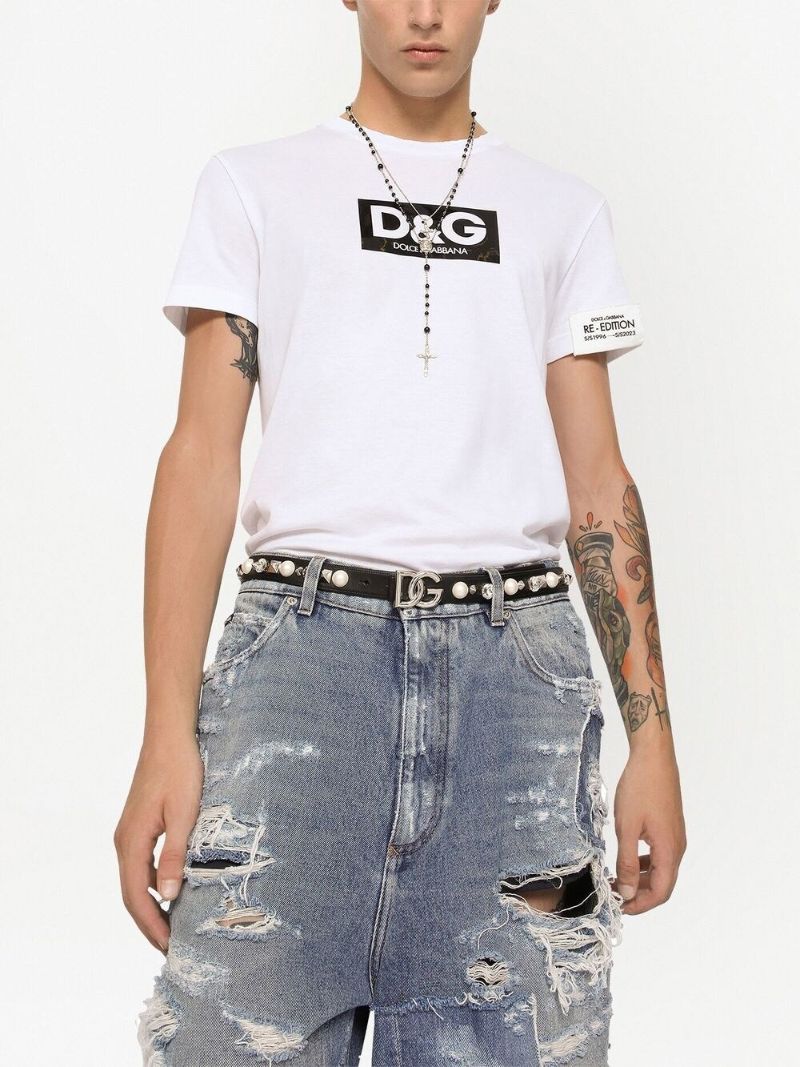 White Logo Print T-shirt