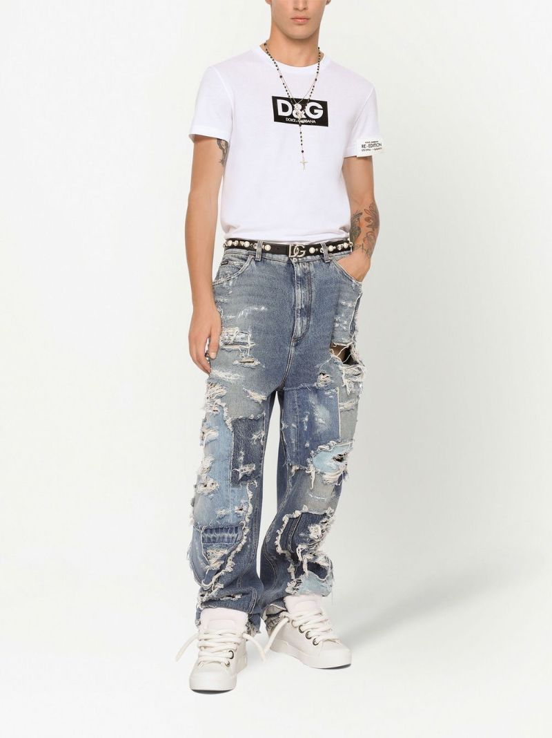 White Logo Print T-shirt