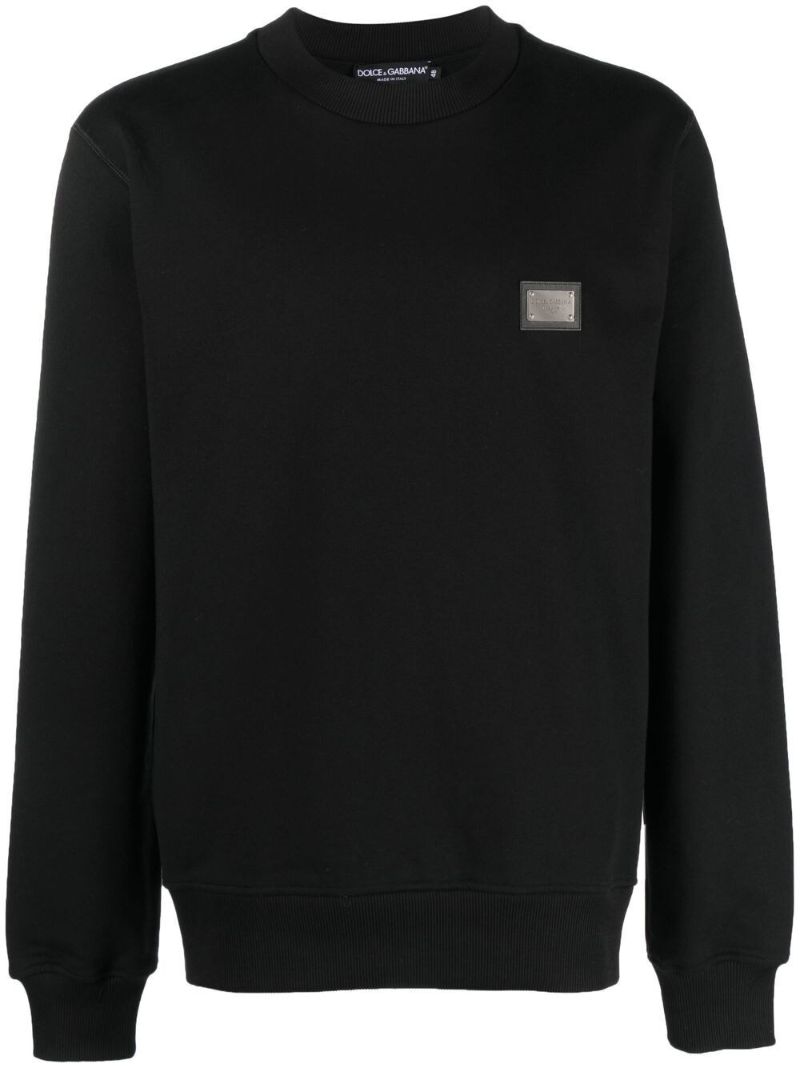 Black Logo Plaque Cotton Sweatshirt