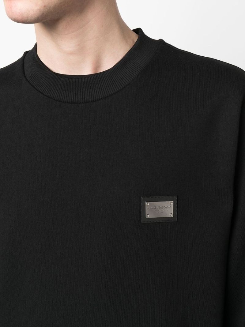 Black Logo Plaque Cotton Sweatshirt