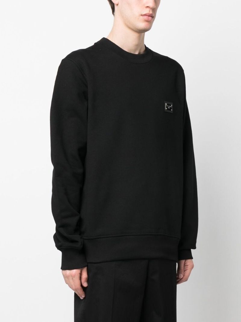 Black Logo Plaque Cotton Sweatshirt