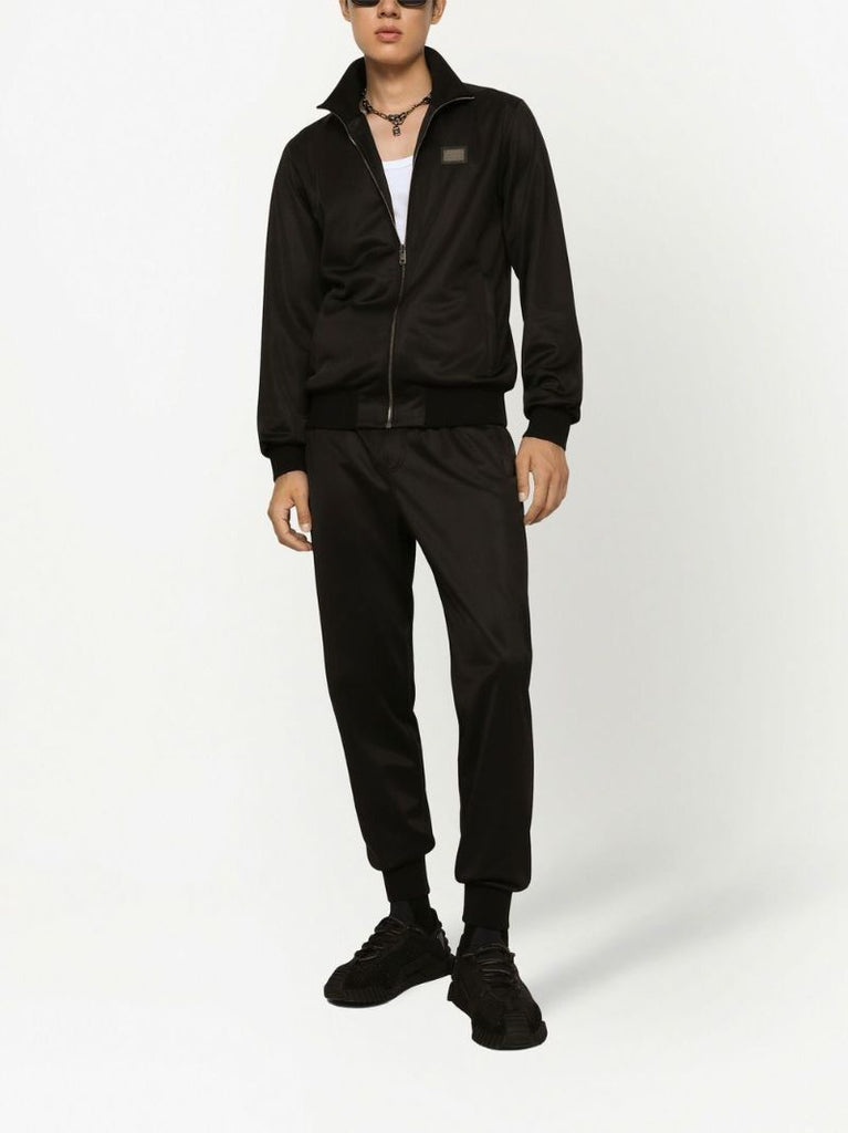Black Technical Jersey Zip Sweatshirt