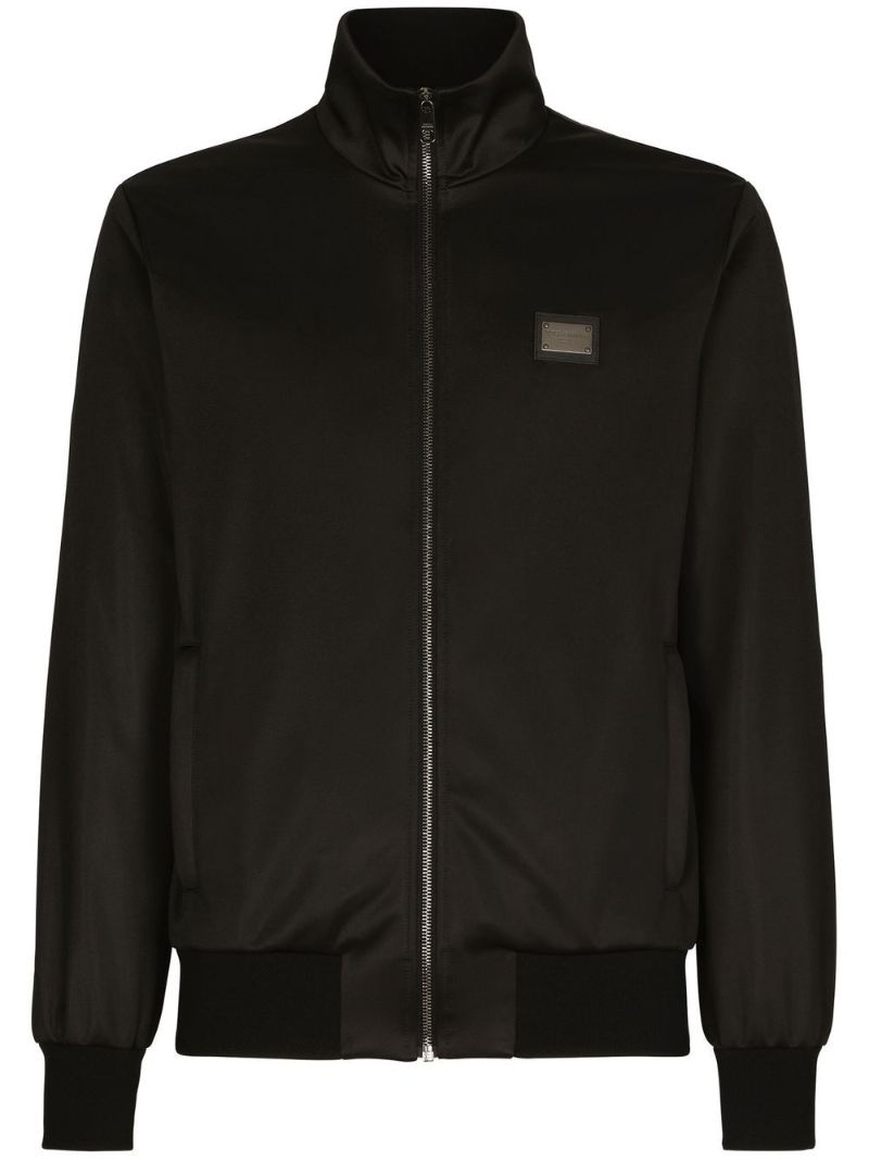 Black Technical Jersey Zip Sweatshirt