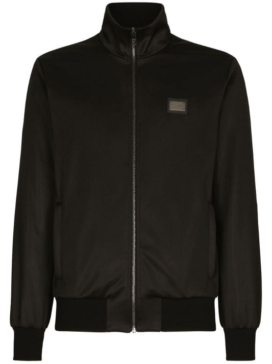 Black Technical Jersey Zip Sweatshirt