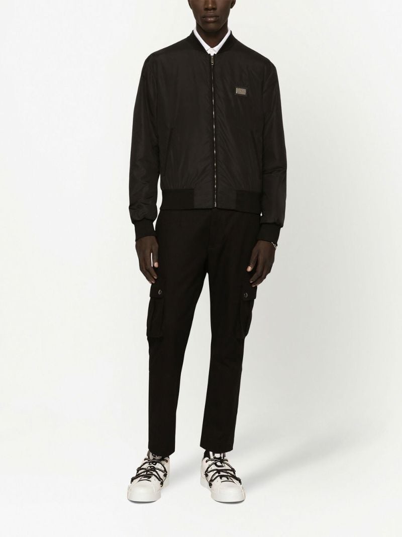 Black Logo Plaque Bomber Jacket