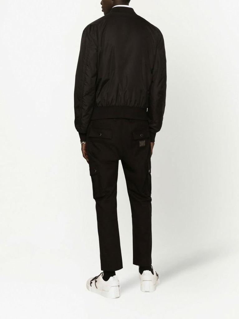 Black Logo Plaque Bomber Jacket