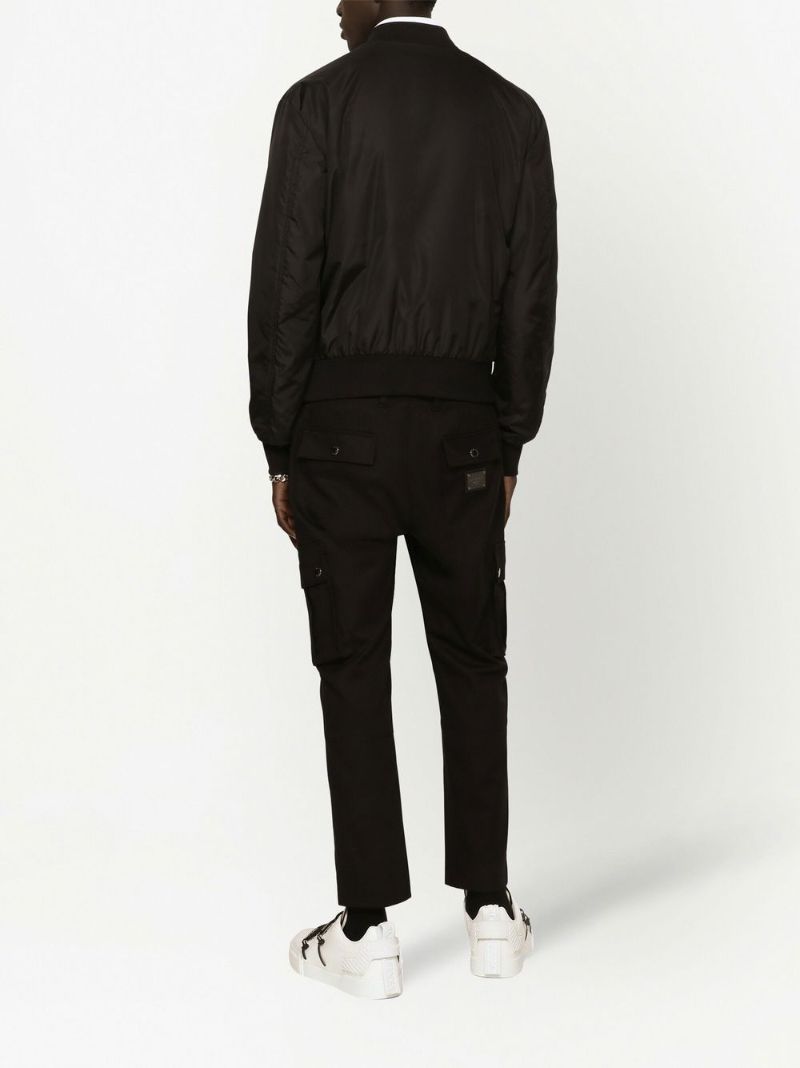 Black Logo Plaque Bomber Jacket