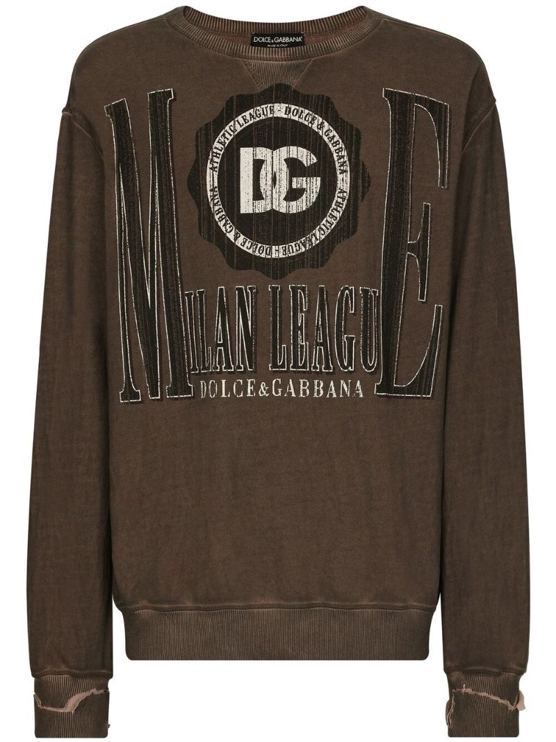 Brown Logo Print Cotton Sweatshirt