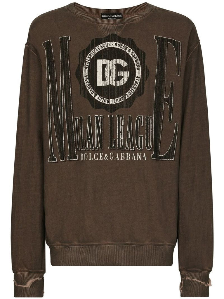 Brown Logo Print Cotton Sweatshirt