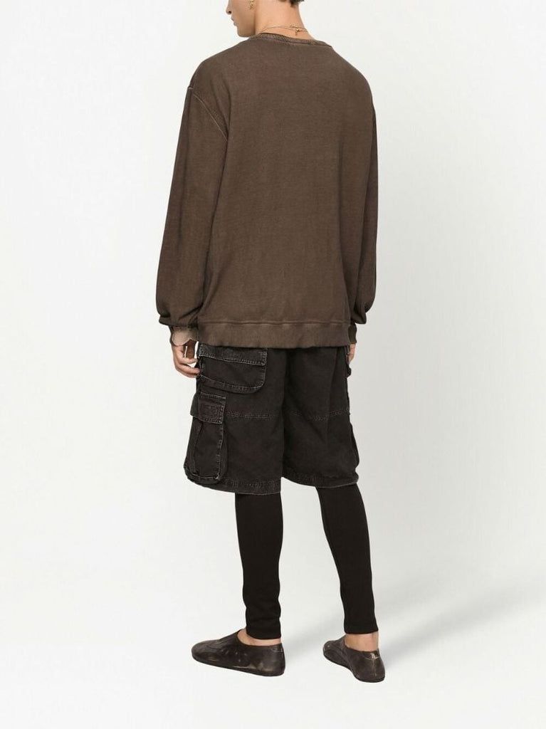 Brown Logo Print Cotton Sweatshirt