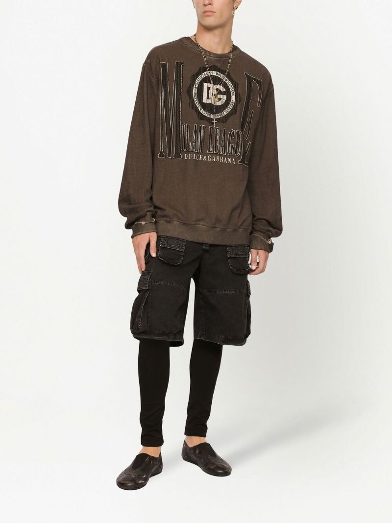 Brown Logo Print Cotton Sweatshirt