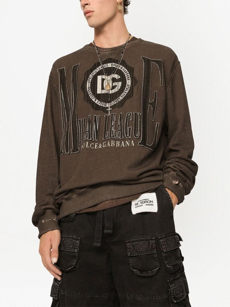 Brown Logo Print Cotton Sweatshirt