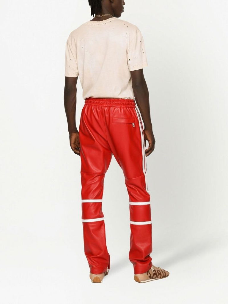 Red Faux-leather Track Pants